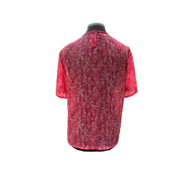 Pendleton blouse salmon with a white floral leaf design size 12 - Picture 2 of 4